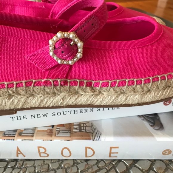 J. CREW HOT PINK MARY JANE ESPADRILLE FLATS - Picture 9 of 11